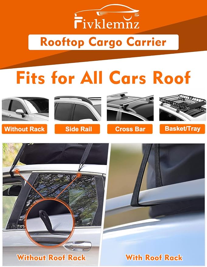 FIVKLEMNZ Car Rooftop Cargo Carrier Roof Bag Waterproof - Image 4