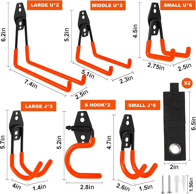 Garage Hook Heavy Duty Wall Storage Hangers, 24 Pack Garage Storage Hooks Steel - Image 2