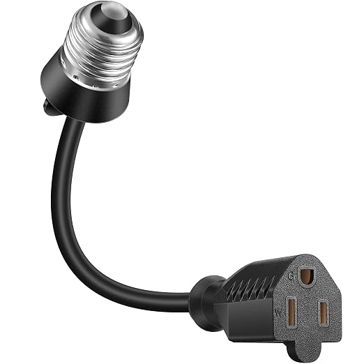 Feekoon 1 Pack 3 Outlet Light Socket Adapter, Convert E26/E27 Bulb Socket to 3 by FEEKOON