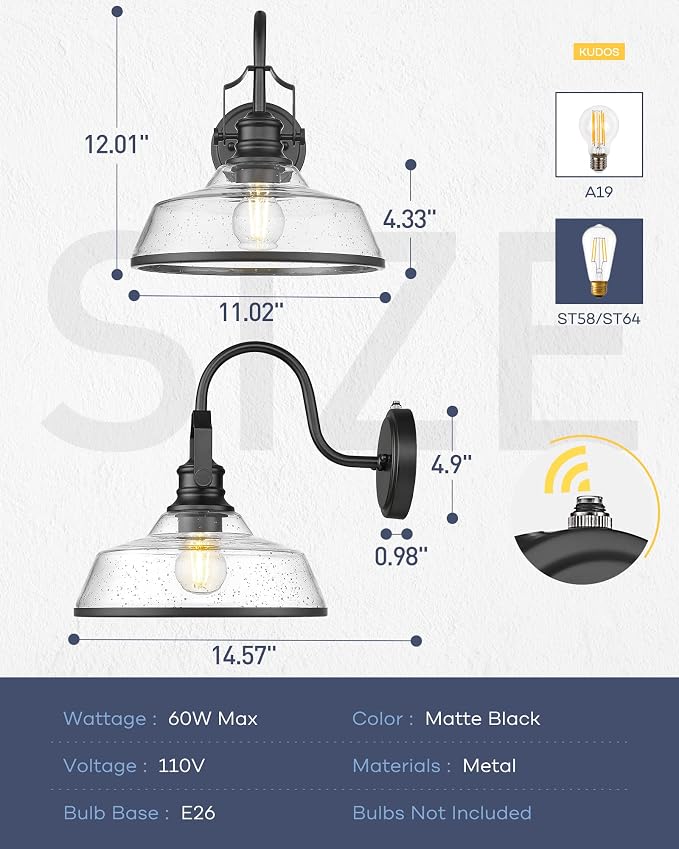 kudos Dusk to Dawn Outdoor Wall Sconce, Exterior Garage Light Fixtures - Image 4
