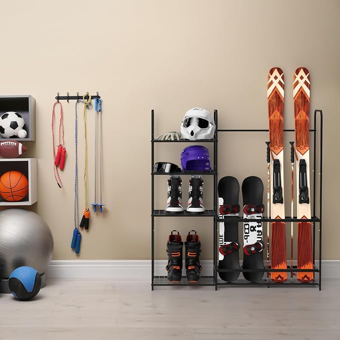 Ski Rack for Garage Freestanding Ski Storage Rack Metal Ski Holders - Image 8
