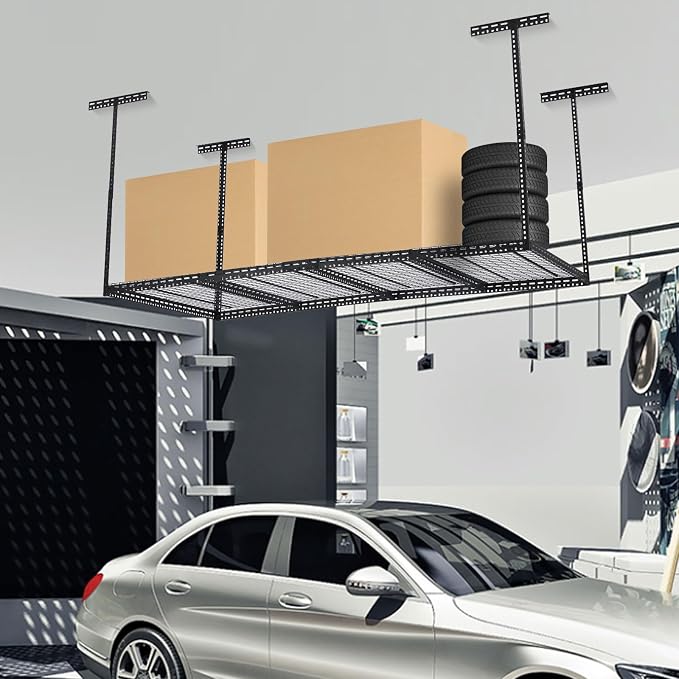 Overhead Garage Storage Rack 4x6 FT, Steel Ceiling Shelves 330lb Capacity - Image 6