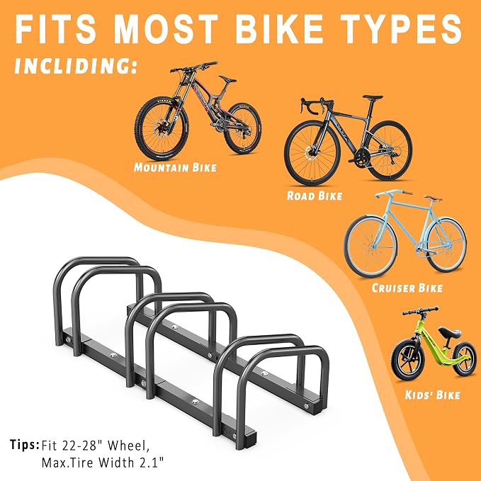 Ultrawall Bike Storage Rack for Garage, 3 Bikes Floor Bike Stand, Bicycle - Image 3