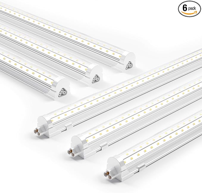 Ensenior 6 Pack 8 FT Led Shop Lights, 6000K Clear White, 10000LM Super Bright by Ensenior