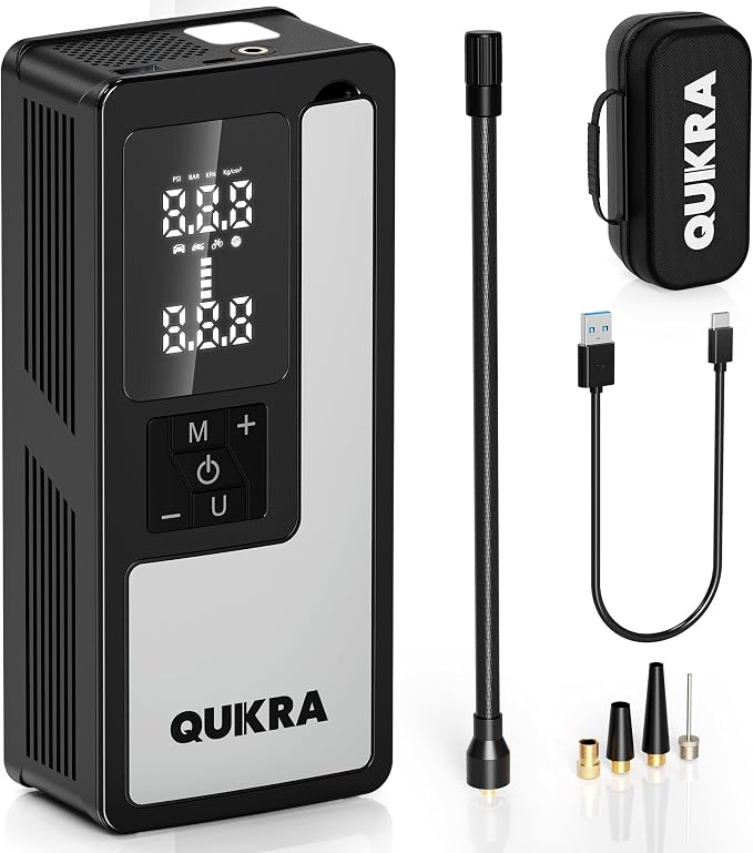 P009 Tire Inflator Portable Air Compressor, 4× Faster 150PSI Air Pump, Auto by QUIKRA