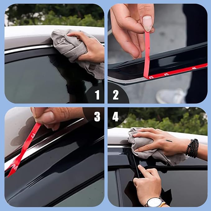 Window Rain Guards Fit for 2021-2025 Nissan Rogue S, 4-Piece Acrylic Set - Image 7