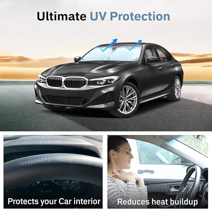 Foldable Windshield Sun Shade for Car – 240T Reflective UV and Heat Shield - Image 9