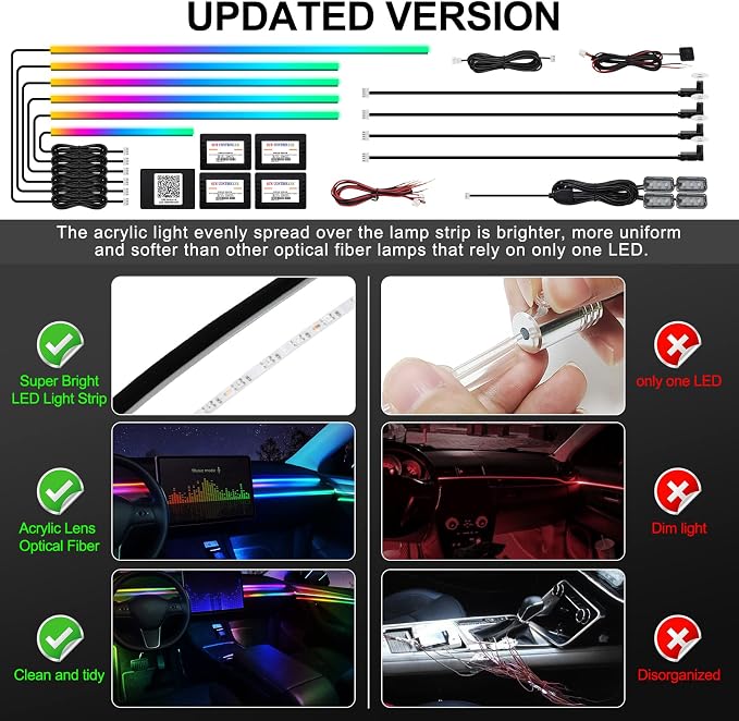 Dreamcolor Acrylic Interior Car LED Strip Light - Image 6
