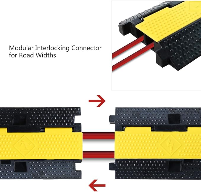 3 Pack Rubber Cable Ramp Hose Cable Protector Ramp 2 Channel 22000Lbs Load - Image 4