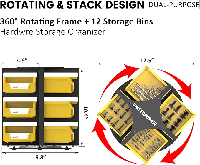 UNITEDPOWER Rotating Storage Bins, Tool Organizer, Hardware Crafts, Small Parts - Image 3