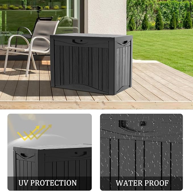 45 Gallon Lockable Resin Deck Box, Waterproof & UV-Resistant Outdoor Storage Box - Image 5