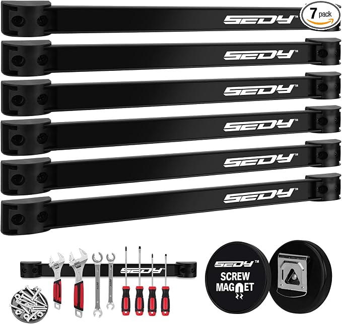 Magnetic Tool Holder Storage Organizer: 7-Piece Garage Wall Mount Rack by SEDY
