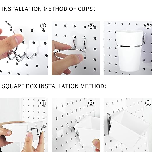 6 Sets Pegboard Bins Cups with Hooks Loops, Pegboard Hooks Assortment, Hooks - Image 6