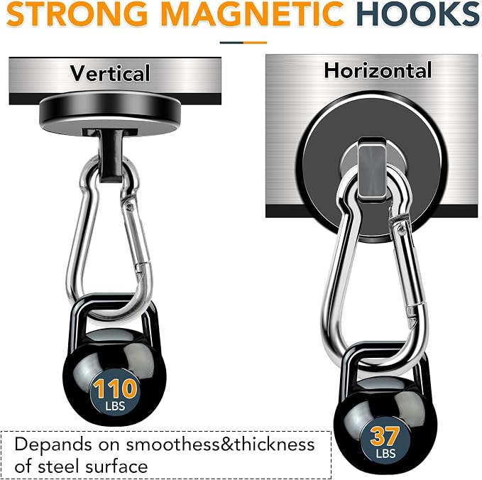 MIKEDE Magnetic Hooks Heavy Duty, 110LBS+ Strong Neodymium Magnets - Image 3