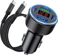 USB C Car Charger Fast Charging USB C Cable, 78W 4 Port iPhone 16 15 Car by AGEK
