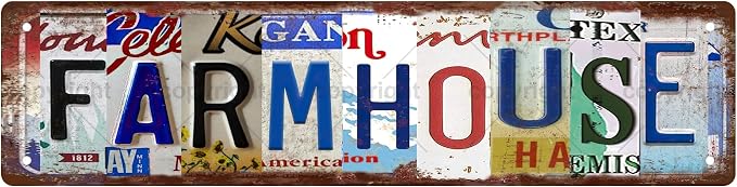 FARMHOUSE Vintage Metal Tin Sign, Street Sign, Home Decor, Room Decor, Wall by Unknown