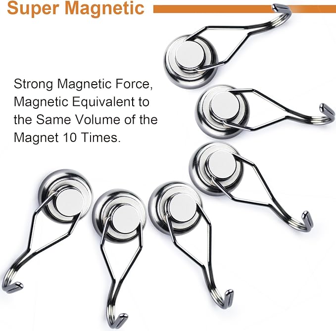 DIYMAG Swivel Swing Magnetic Hooks, Strong Heavy Duty Neodymium Magnet Hooks - Image 2