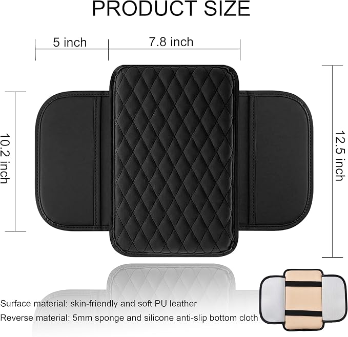 Car Center Console Cover, Upgraded Leather Armrest Seat Box Cover - Image 2