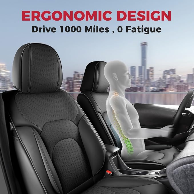FREESOO Car Seat Covers Full Set, Waterproof Automotive Seat Covers, Leather - Image 3