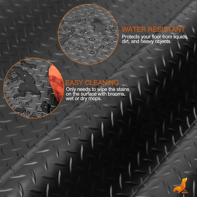 SEAL 6 x 10 Ft Premium Garage Floor Mat, Solid 2.8mm Thickened Black Commercial - Image 4