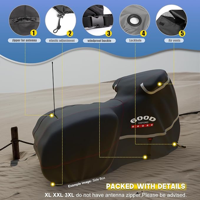 Rosefray Motorcycle Cover 600D Waterproof - Image 5