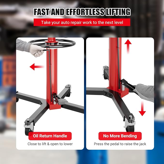 Transmission Jack, 1322lbs Hydraulic Telescoping Transmission Jack, 34.3"-68.5" - Image 6