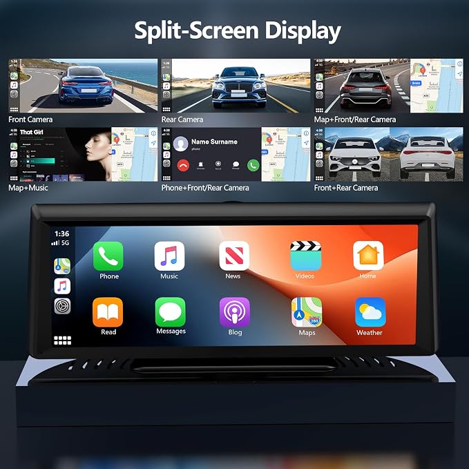 Wireless Carplay Screen for Car 2K Dash Cam, 8.1" HD Portable Car Stereo - Image 6
