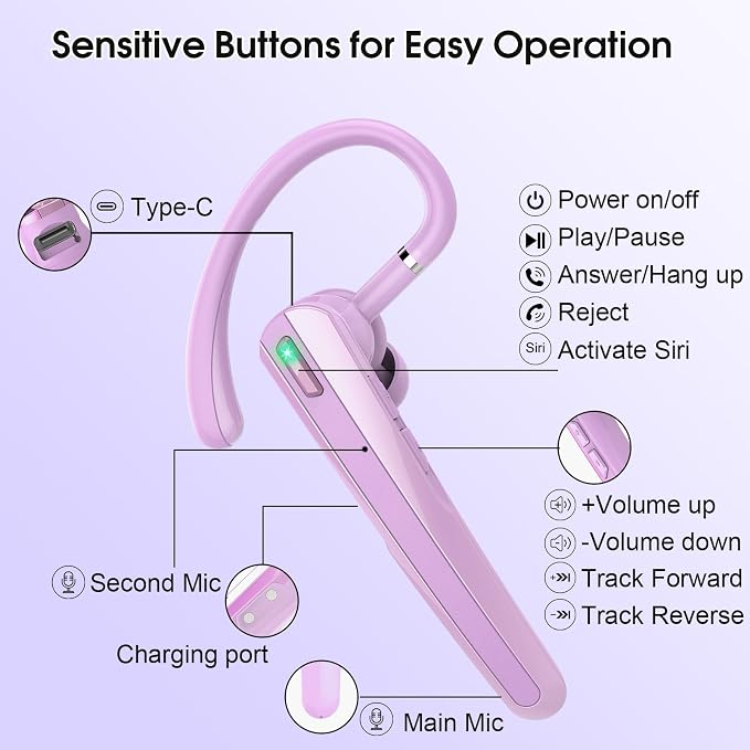 Bluetooth Headset V5.3, Wireless Earpiece - Image 7