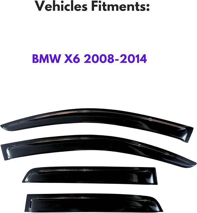 KPY Window Visor Rain Guard for 2008-2014 BMW X6, Side Window Vent Deflectors - Image 2