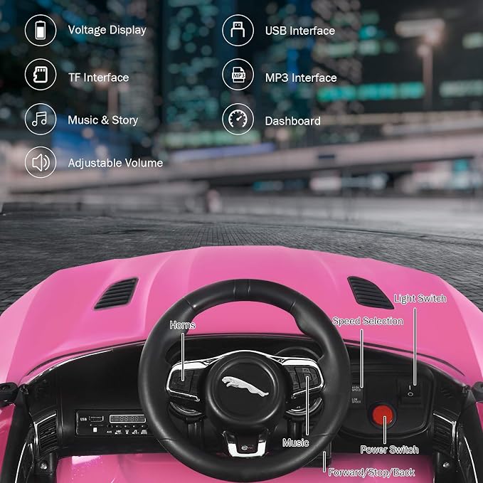 Costzon Ride on Car, 12V Licensed Jaguar F-Type SVR Battery Powered Kids' - Image 4