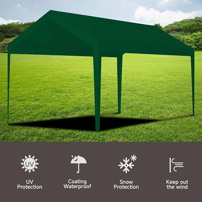 Rutile 12 x 20 FT Carport Replacement Cover, Heavy Duty Car Tarp Canopy Tent - Image 3