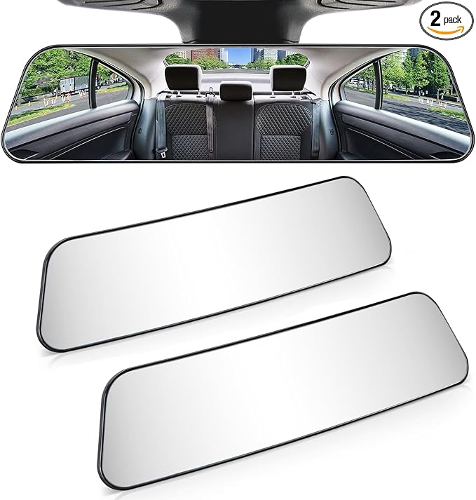 JOYTUTUS Rearview Mirror, 2 pack 12 Inch Panoramic Interior Clip-on Wide Angle by JoyTutus