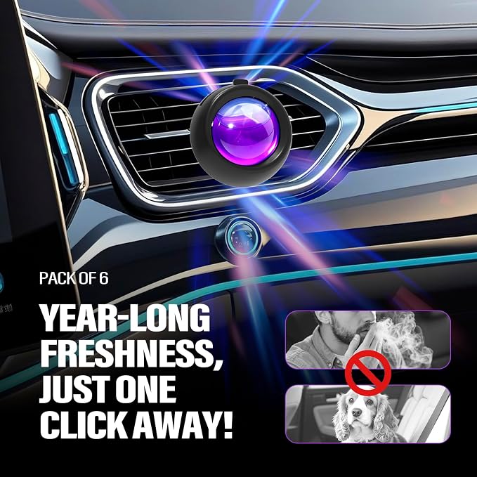 Car Air Freshener Vent Clips, Lavender Scent, 6 Pack, Long Lasting Scent Up to - Image 2