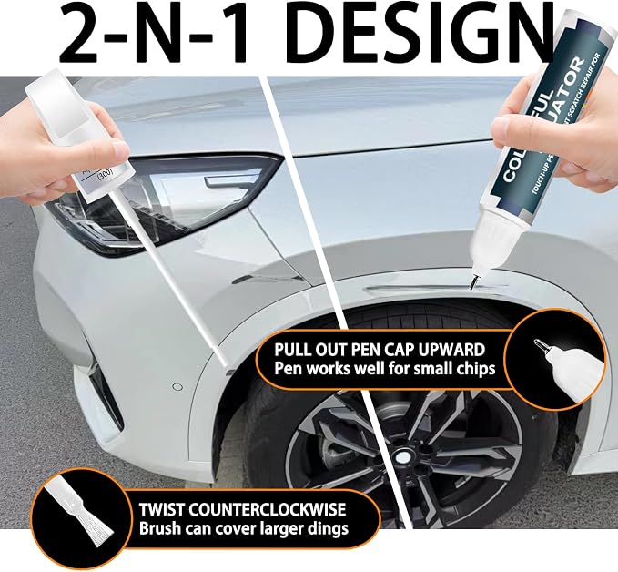 Alpine White Touch Up Paint for BMW, Car Paint Pen Scratch Repair Two-In-One - Image 5