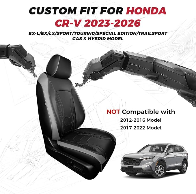 FREESOO Seat Covers for Honda CRV, Custom Fit Car Seat Covers for CRV LX EX - Image 2