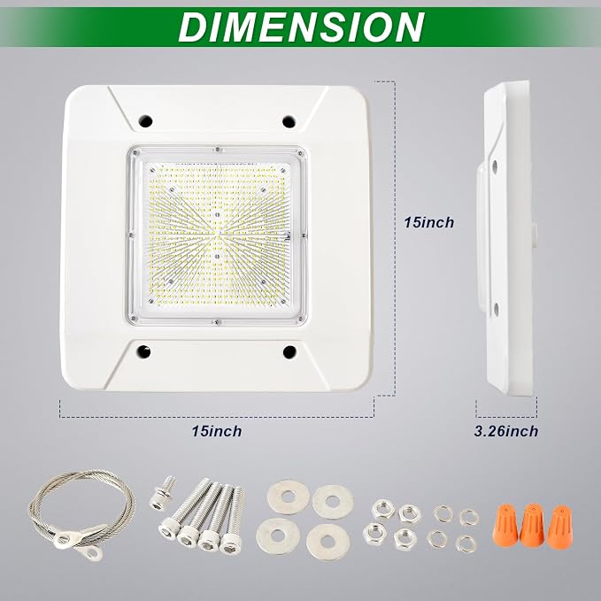 OSTEK LED Gas Station Canopy Light, 150W Carport Ceiling Light 5700K, Outdoor - Image 4