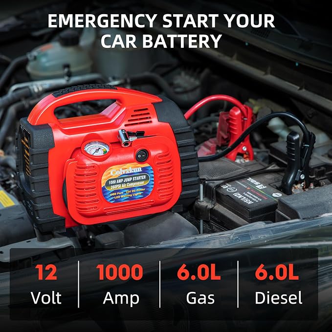 Jump Starter with Air Compressor, 260PSI 1000A Car Battery Jump Starter Battery - Image 2