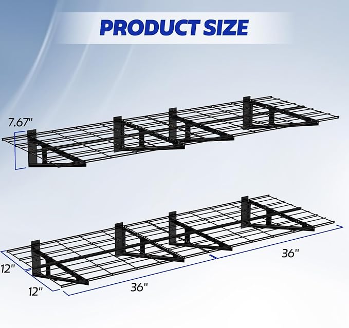 2-Pack Garage Wall Shelving, 2x6 FT Garage Shelving Wall Mounted, Heavy Duty - Image 2