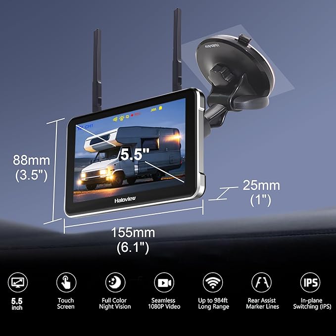 Haloview Byte Tango BT6 Touch RV Backup Camera Wireless 2.4G Digita FHD 1080P - Image 2