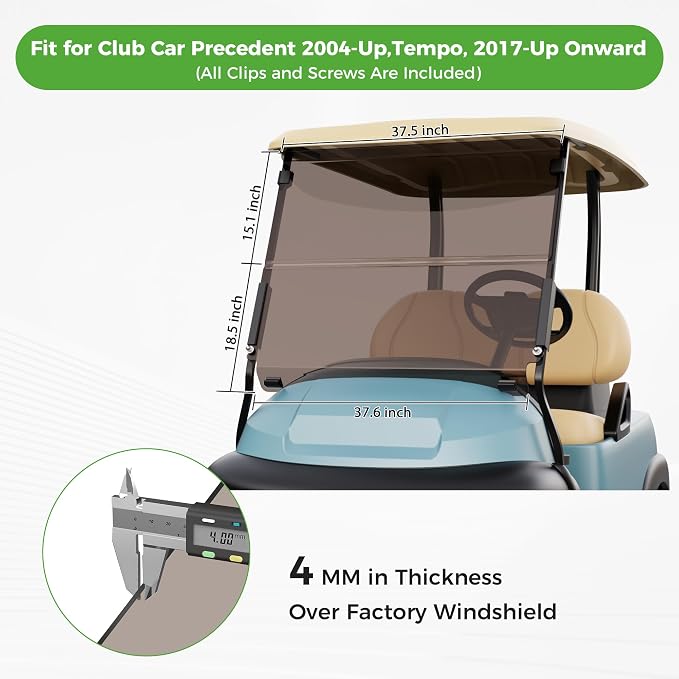 10L0L Golf Cart Windshield for Club Car Precedent 2004-Up, 2017-Up Onward - Image 7