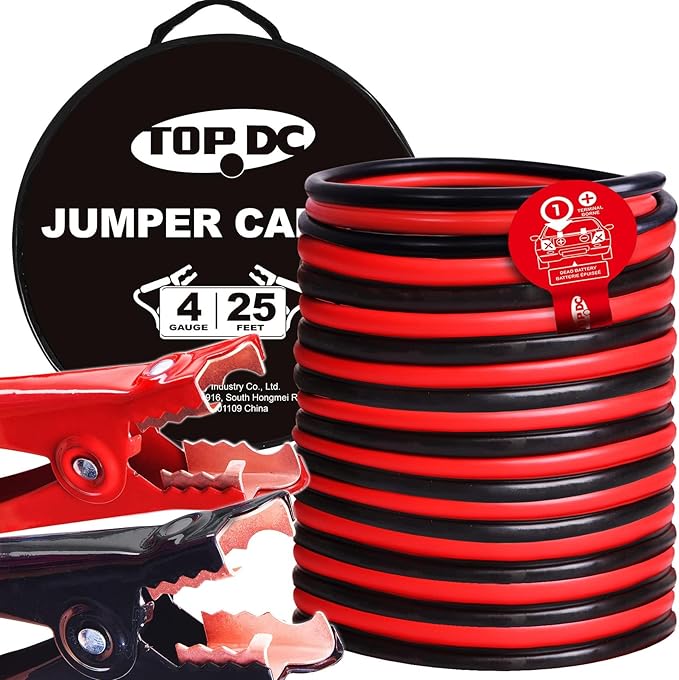 TOPDC 4 Gauge 25 Feet Jumper Cables by TOPDC