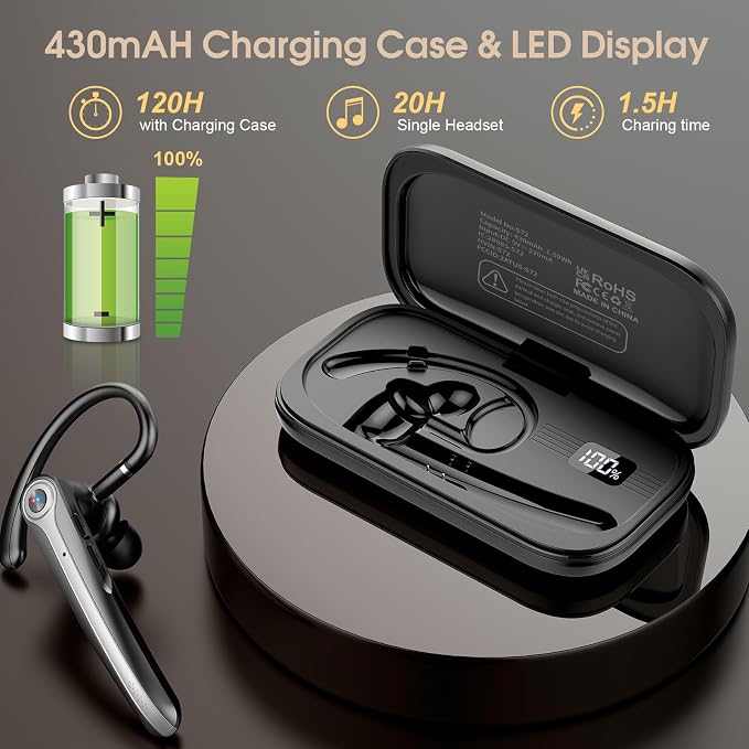 Bluetooth Headset, Wireless Bluetooth Earpiece - Image 5