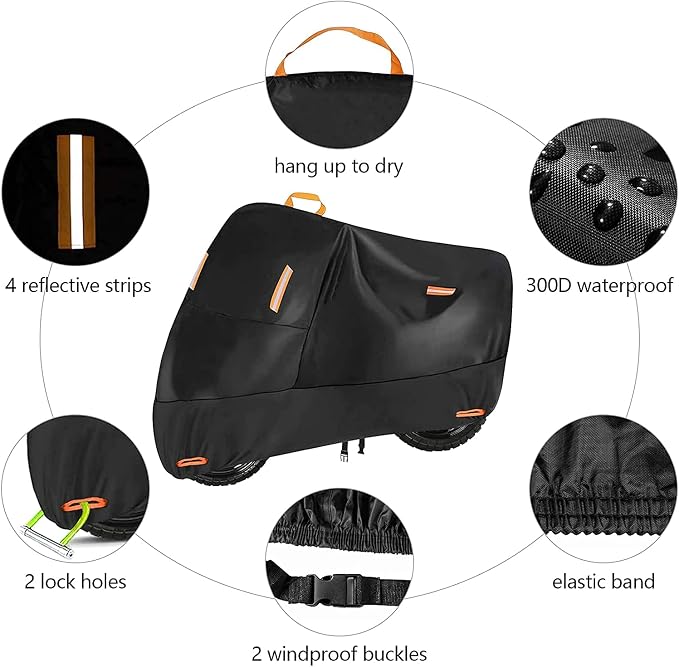 300D Oxford Heavy Duty Motorcycle Cover, Dirt Bike Cover, 104 inch XXL - Image 2