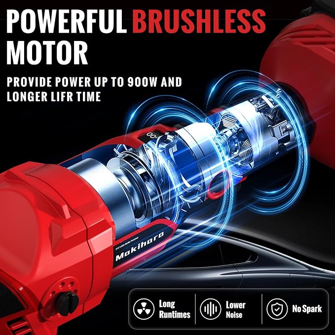 Cordless Buffer Polisher, 5 Inch Random Orbital Car Buffers Waxer and Polishers - Image 3