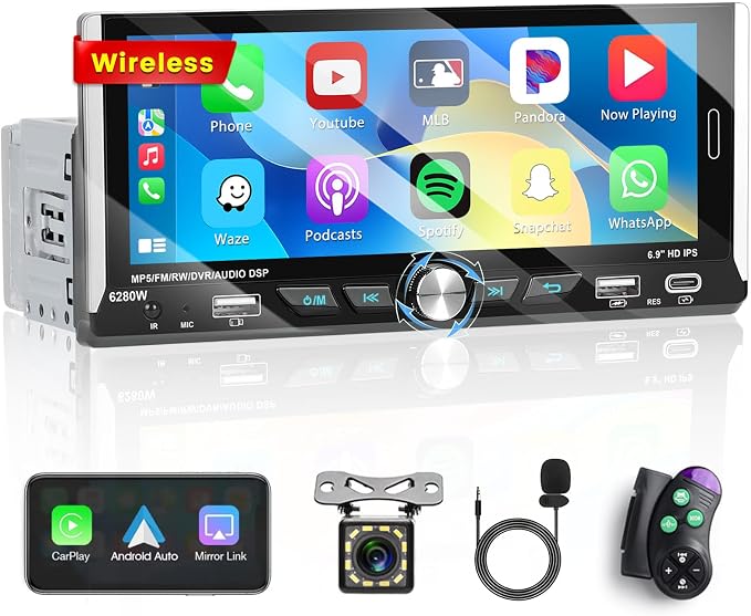 6.9 Inch Single Din Car Stereo by INEFALA