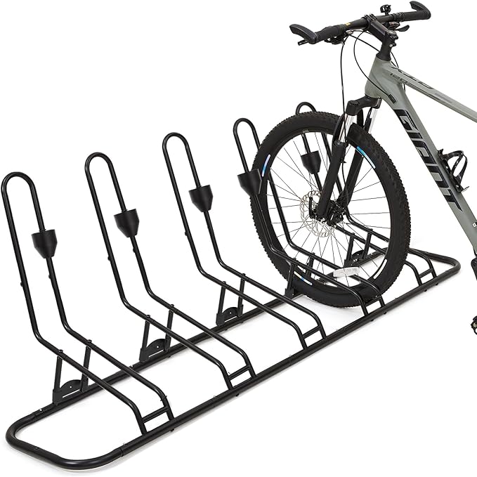 Floor Bike Rack for 5 Bikes, Safeguard Disc Brakes & Derailleurs Design by Kingarage