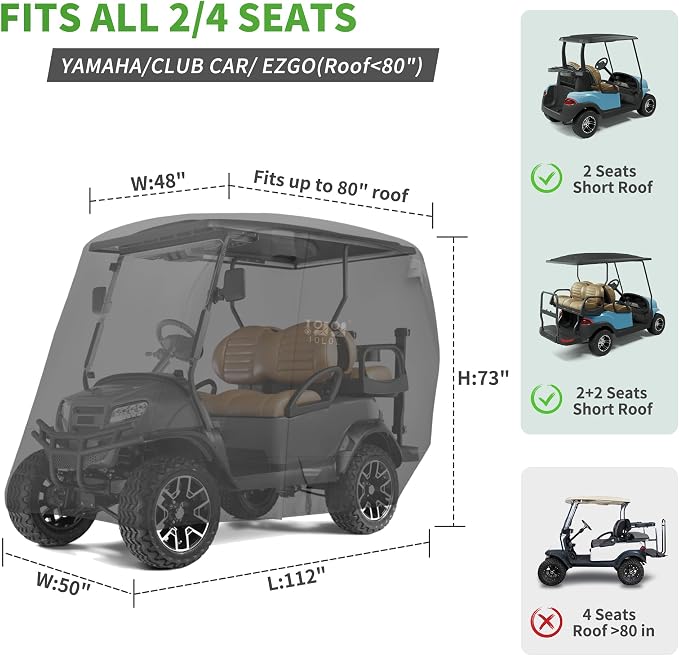 10L0L Heavy Duty Golf Cart Cover - Image 6