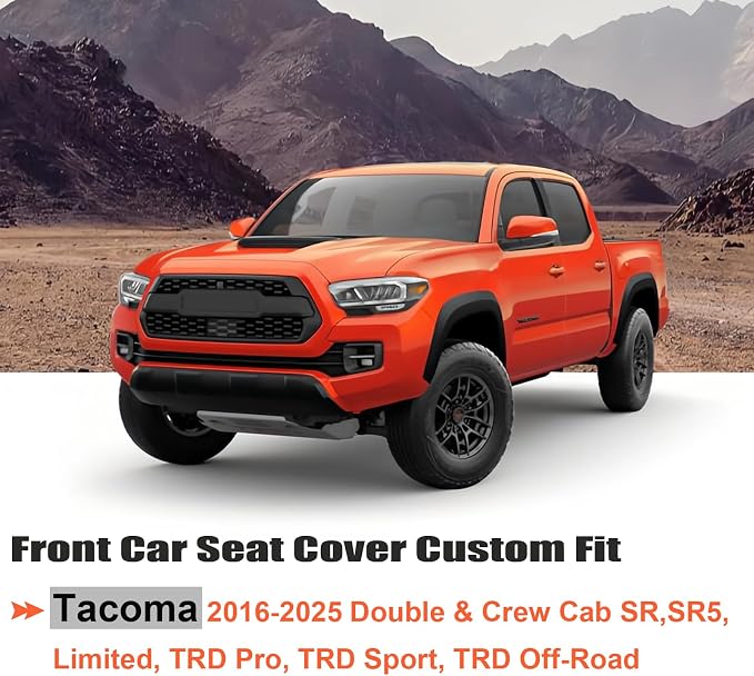 GIANT PANDA 2-Pack Front Mesh Car Seat Covers Custom Fit Toyota Tacoma 2016 - Image 2