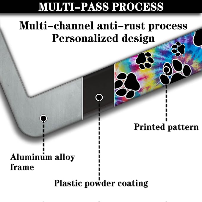 License Plate Cover for Men Multicolor License Plate Frames for Women Tie Dye - Image 5