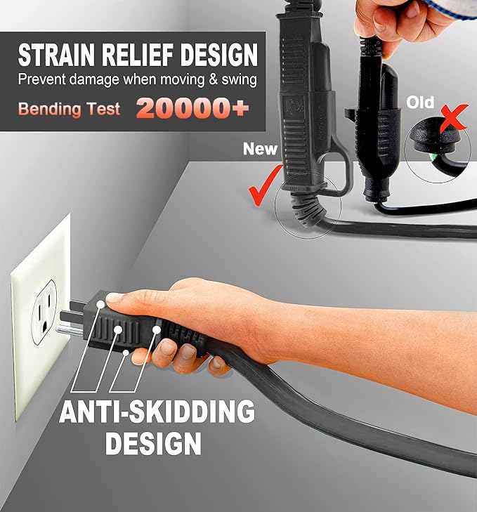 HUANCHAIN 10 ft Indoor Outdoor Black Extension Cord Waterproof, 16/3 Gauge - Image 3